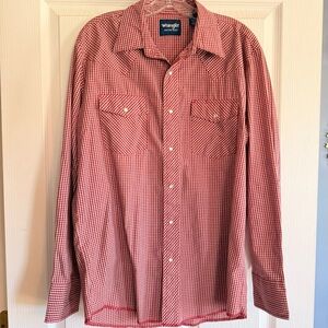 Wrangler Men's Red Gingham Button-Down Shirt